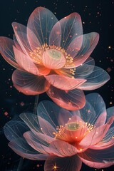 Elegant Abstract Flower Design With Golden Sparkle Elements