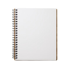 Top view of an open blank spiral notebook with a white cover, ready for drawing, writing, planning, sketching, or making notes.