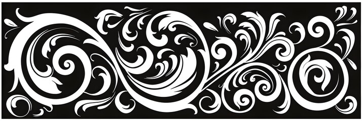 Elegant Monochrome Cursive Doodle with Swirling Line Art Design