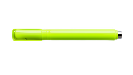 Bright lime green pen with a modern design isolated on a white background, perfect for office or school use, adding a pop of color and style.