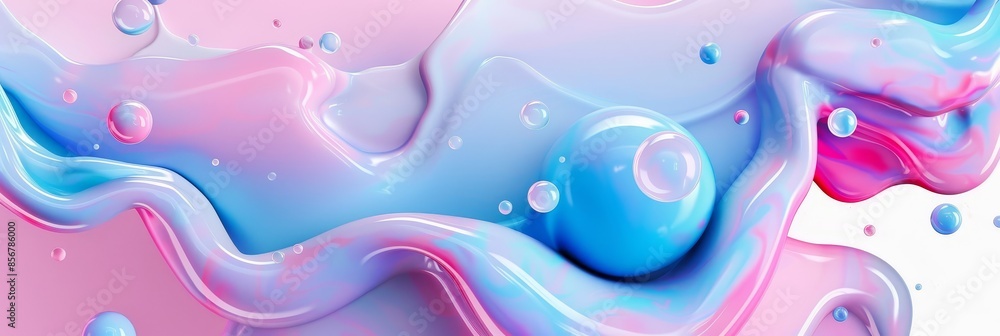 Poster fluid dynamics in pastel: modern abstract digital art - abstract digital art image showcasing fluid 