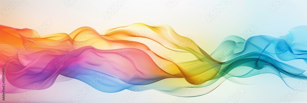 Poster colorful abstract fluid waves in motion - mesmerizing flow of rainbow spectrum hues - dynamic abstra