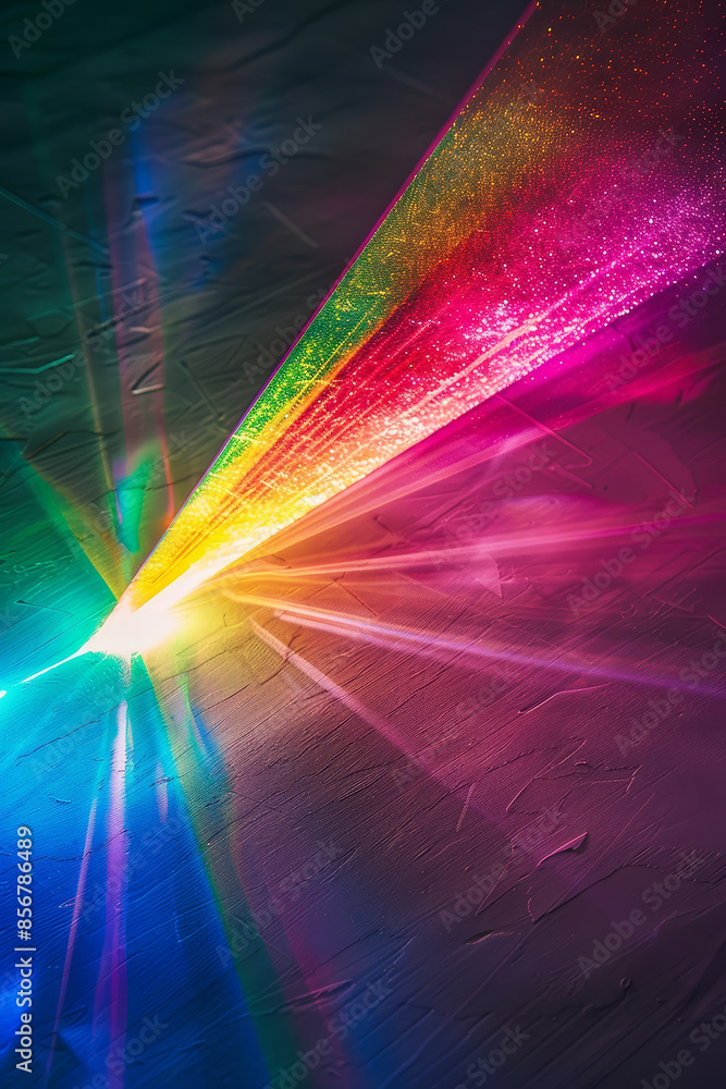 Aufkleber vibrant spectrum light beam: dynamic modern art with rainbow colors in dark atmosphere - dynamic mod