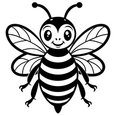 a cute bee line art vector illustrattion