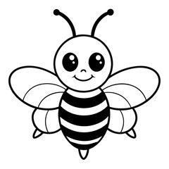 a cute bee line art vector illustrattion