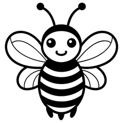 a cute bee line art vector illustration