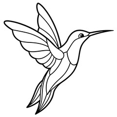 humming bird line art vector illustration