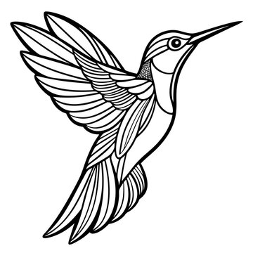 recommend clip art: humming bird line art vector illustration