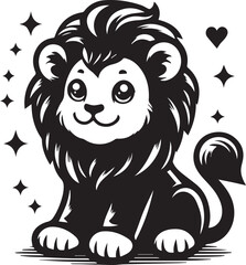  a cute baby lion silhouette vector
