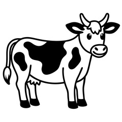 Cute Cow Doodle Line Art v ector