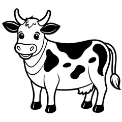 Cute Cow Doodle Line Art v ector