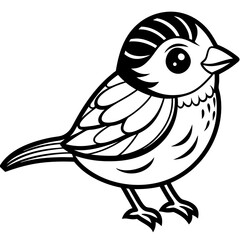 single baby sparrow  line art vector