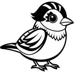 single baby sparrow  line art vector