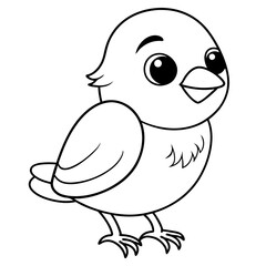 single baby sparrow  line art vector