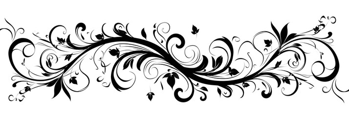 Sophisticated Horizontal Scroll with Curly Ends and Swirling Accents