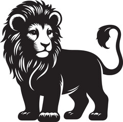 A cute baby lion silhouette vector art illustration