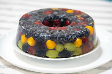 Red fruit jelly in selective focus