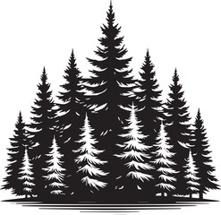 Fototapeta premium Pine tree silhouette vector art illustration