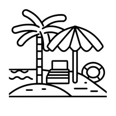 beach icon, summer icon, sea icon, sun icon, vacation icon, holiday icon, travel icon, hotel icon, nature icon, tourism icon, plane icon, relaxation icon, sand icon, umbrella icon, mountain icon, airp