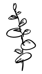 Leaf png sticker, ink brush botanical transparent background