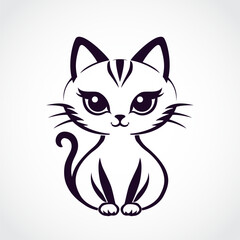 cute cat simple linear illustration