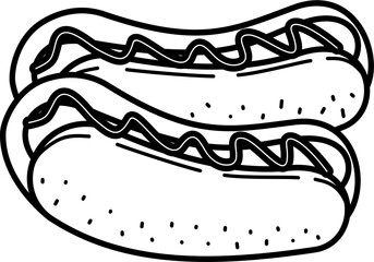 Hotdog Outline Illustration Vector