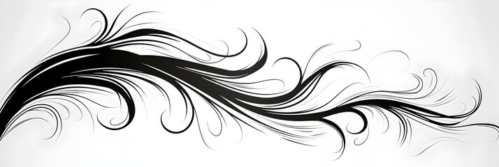 Elegant Flowing Black Cursive Line with Subtle Swirling Curves Art