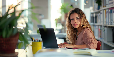 A woman working in the office