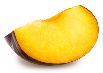 Fresh Black Plum fruit isolated on white background, Black Plums fruits on white With work path.