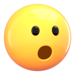 Fototapeta premium Wow face 3D png emoticon sticker, transparent background