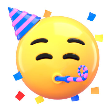 Naklejki PNG 3D party emoticon sticker, transparent background