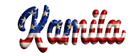 Kamila - Bandiera degli Stati Uniti - nome proprio - scrittura tubolare effetto tridimensionale - Grafica vettoriale - Parola auguri, banner, biglietti, stampe, cricut, silhouette, sublimazione	