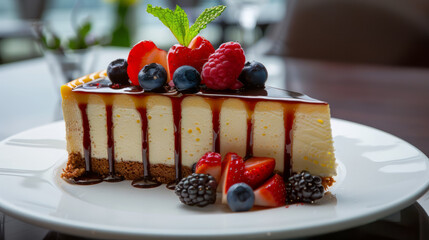 Gourmet Cheesecake Topped with Fresh Berries