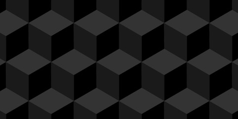 Obraz premium Vector of cube geometric pattern grid backdrop triangle background. Abstract cube geometric tile and mosaic wall or grid backdrop hexagon technology. black or gray geometric block cube structure.