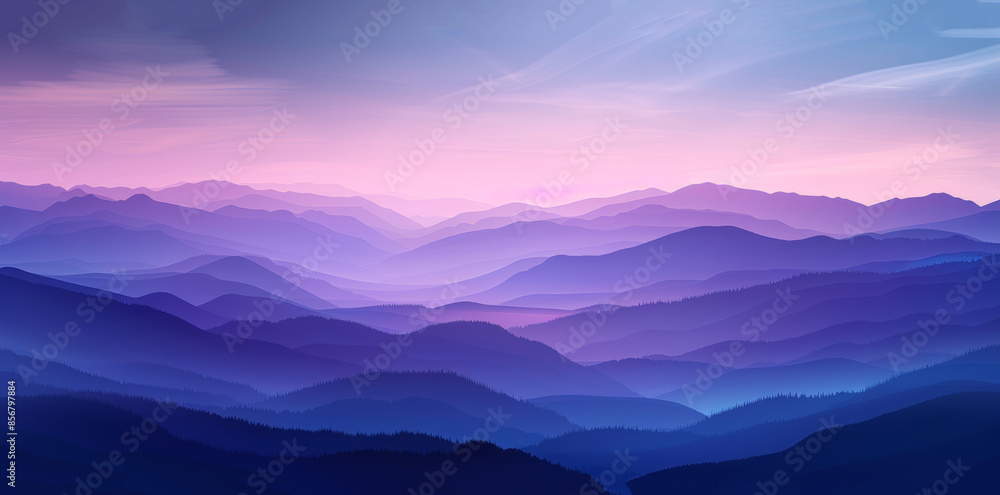 Poster gradient background combining soft lavender shades with deep amethyst hues, providing a peaceful env