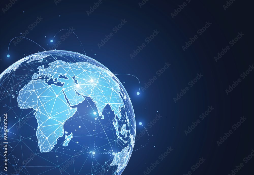 Poster global network connection. world map point and line composition concept of global business. vector i