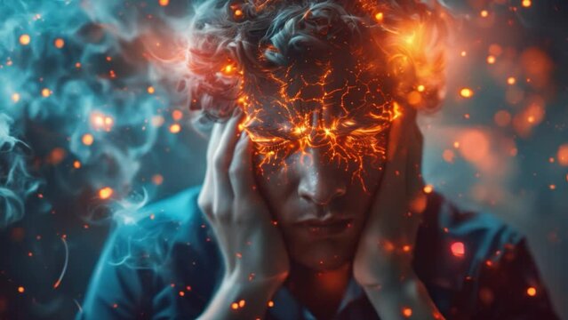 A man having a headache This may be a sign of a serotonin imbalance.