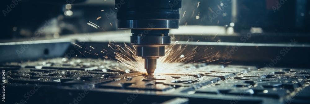 Poster precision machining of rocket engine part aerospace industry complexity displayed