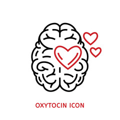 Oxytocin icon in outline style. Happy hormone sign.