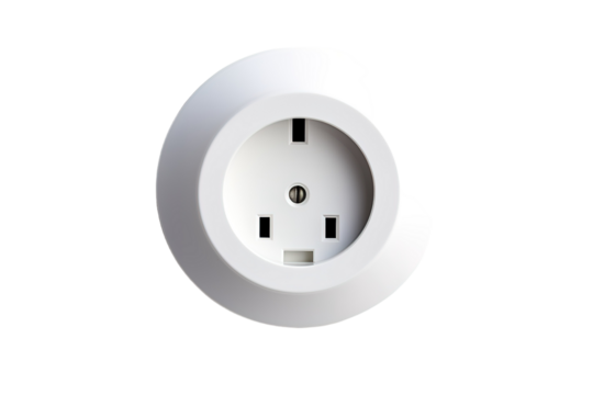 A Simple White Electrical Outlet Against a Plain Background on a Clear PNG or White Background.