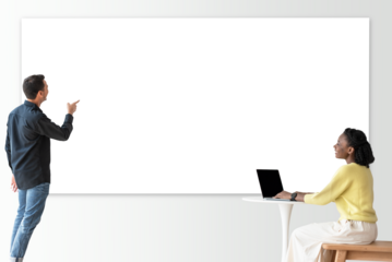 Blank png projecting screen with college students in lecture class smart technology