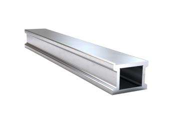 A Single Silver Aluminum Beam, Standing Proud Against A White Background on a Clear PNG or White Background.