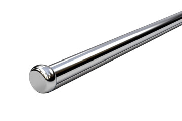 A Gleaming, Polished Metal Rod With a Rounded End Cap on a Clear PNG or White Background.