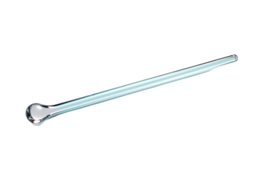A Transparent Glass Stirrer With a Rounded End on a White Background on a Clear PNG or White Background.