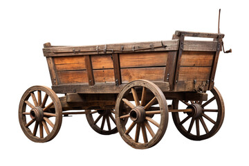 Fototapeta premium A Rustic Wooden Wagon Awaits Its Journey on a Clear PNG or White Background.