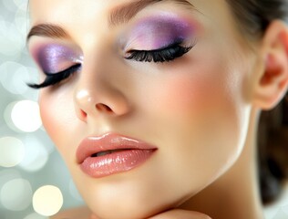 Close Up Portrait of a Woman With Blue Eyes and Bold Makeup