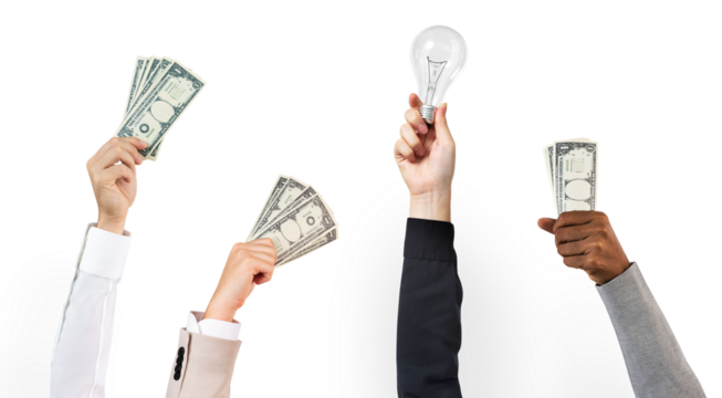 Png Business proposal bidding mockup hands holding money