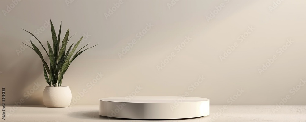 Aufkleber an empty round 3d podium for demonstrating products and models. the form for the product card. produ