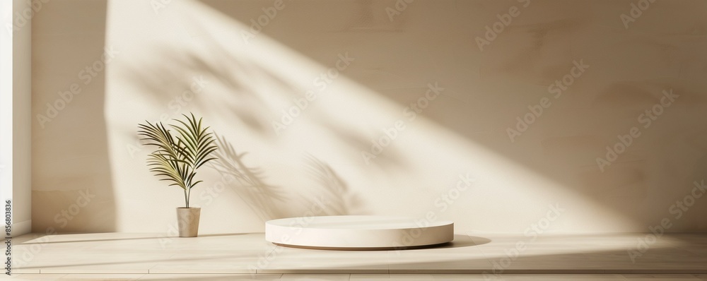 Aufkleber an empty round 3d podium for demonstrating products and models. the form for the product card. produ