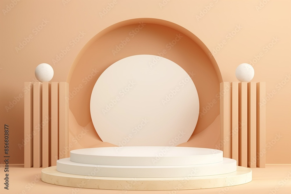 Aufkleber an empty round 3d podium for demonstrating products and models. the form for the product card. produ